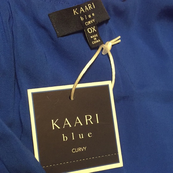 NWT. Kaari Blue one shoulder top with dot trim. - Picture 3 of 4